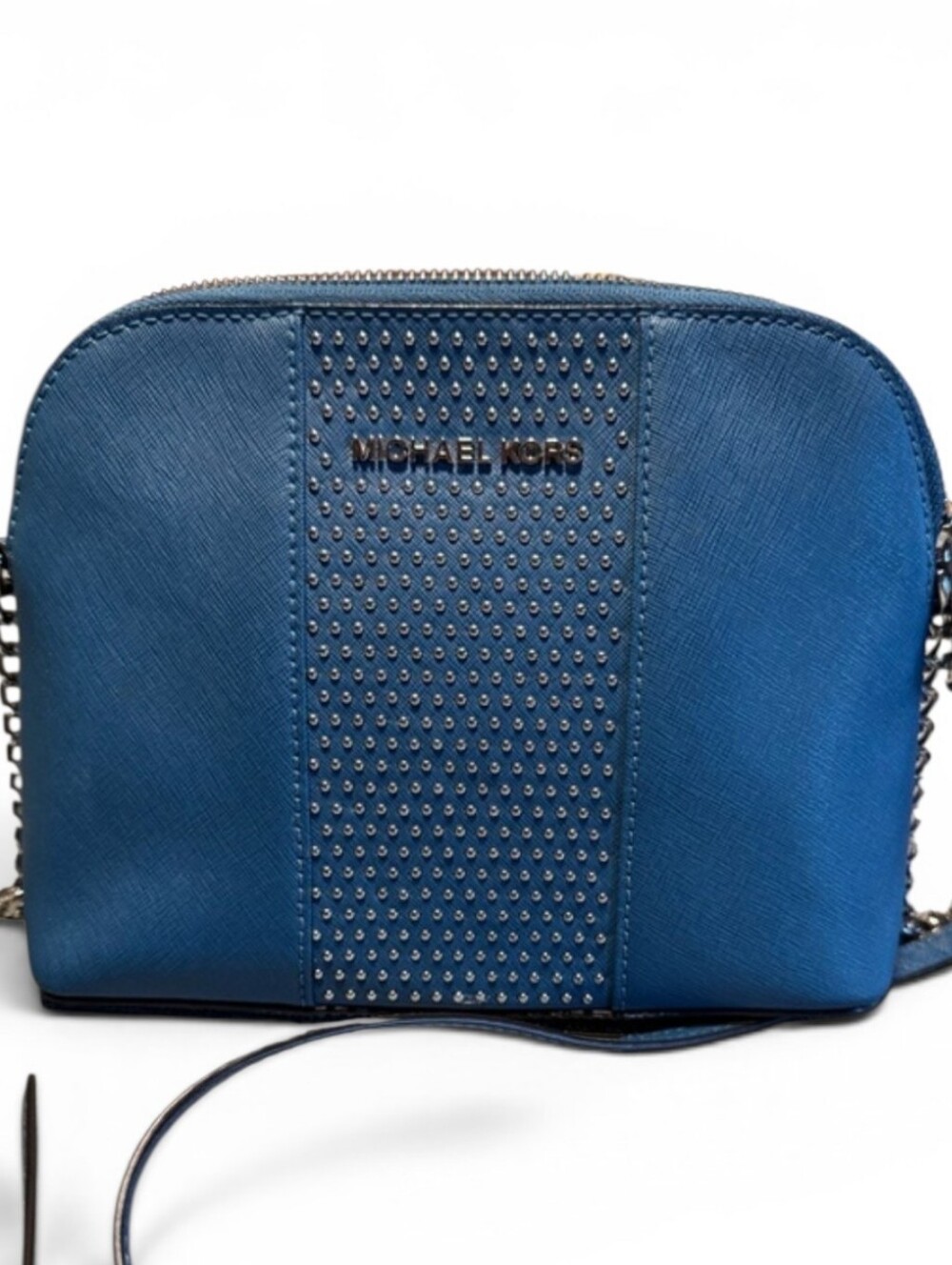 Michael Kors Blue Cindy Micro Studded Dome Crossbody Bag